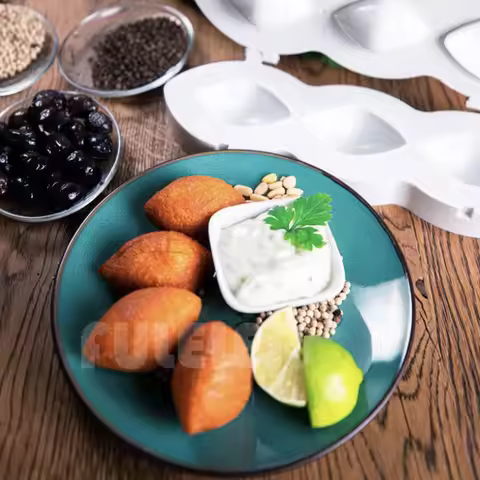 4-Hole Meatball Maker Patty Mold Kitchen Tool for Stuffing Meatballs, Making Burgers, Cake Rolls, an