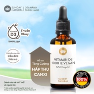 Vitamin D3 thuần Sunday Natural tăng hấp thu canxi Cho Trẻ từ 7 tuổi và người lớn D3 liều cao thuần