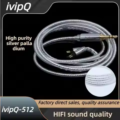 ivipQ-512 High Purity Silver Palladium Earphone Upgrade cable,With/3.5/4.4/QDC/2PIN For HOLA Zero KA