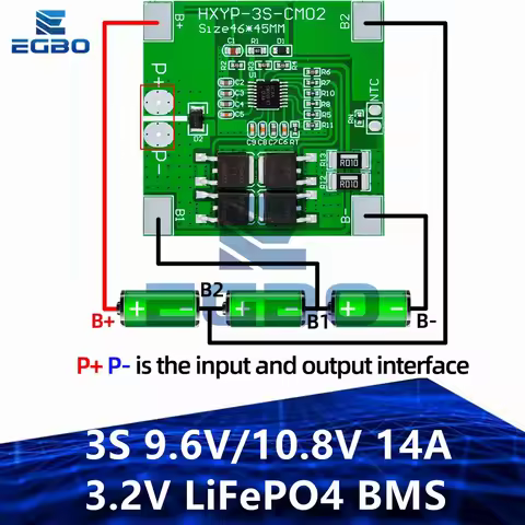 1~10PCS 3S 9.6V/10.8V 14A 3.2V LiFePO4 BMS 4MOS spray availableLithium iron phosphate protection boa