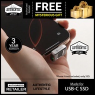 ADAM Elements iKlips S USB-C Nano Touch Fingerprint SSD 256G for Phone, Tablet and Laptop