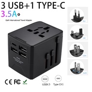 LENCENT GaN Universal Travel Adapter with 2 USB Ports 3 Type C Fast Charging Power Adapter EU/UK/USA/AUS plug for Travel