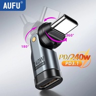 AUFU 240W Penyesuai USB C USBC ke Type C OTG Kabel Pengecas Pantas Penyesuai Jenis C Lelaki ke Perem
