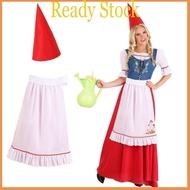 royal Gnomes Costume Set Elf Costume Accessories Felts Dwarf Hats Ruffle Half Apron