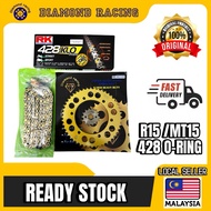 YAMAHA R15 MT15 428 RK GOLD ORING CHAIN COMBO DIAMOND RACING GOLD SPROCKET