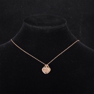 TIFFANY&CO(蒂芙尼) Return to Tiffany Double Heart Tag 鑲雙心形吊墜 項鏈 Mini 鑲鑽 18K玫瑰金/鑽石 項鏈 玫瑰金