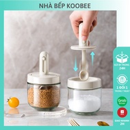 Koobee glass spice bottle with heat-resistant spoon, premium spice jar 300ml (NB67)