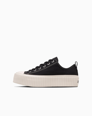日本限定 Converse ALL STAR Ⓡ LIFTED RIBTAPE OX 低筒 厚底 餅乾底黑色/ 23 cm