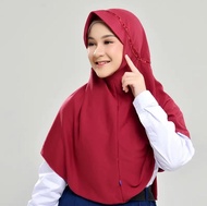 Kerudung Sekolah Instan Hemy Bahan Polyester bergo serut model hemy pita atas //Jilbab sekolah //hij