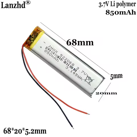 1-20pcs 3.7V Polymer lithium battery 522068 For Electronic products small fan digital LED light Rech