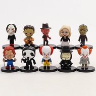 [Nchu] Jason Freddy Pennywise Chucky Billy V หุ่นหนังแท้ตุ๊กตาตกแต่งโมเดลน่ารักของเล่น PVC 10ชิ้น/เซ