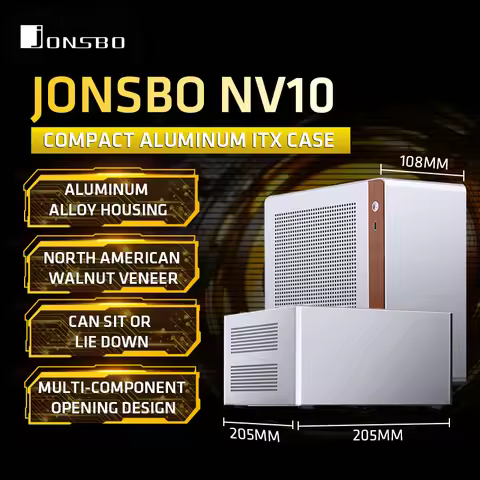 JONSBO NV10 Chassis ITX MINI Full Aluminum Mesh Breathable Support 1U FLEX Power Supply Standing or 