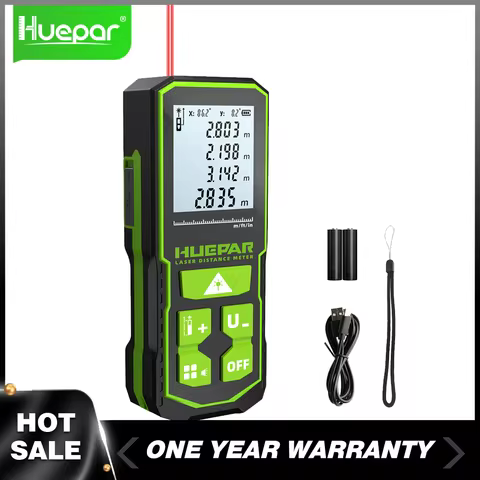 Huepar 60m/100m/120m Laser Rangefinder Digital Red Laser Distance Meter With LCD Screen,Area And Vol