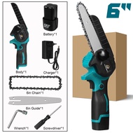 Mini 6” Electric Saws Woodworking Cutter Power Tools Cordless One Hand Chain Saw Blue