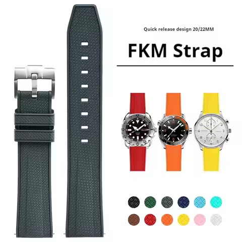 FKM Fluoro Rubber Strap for Omega X Swatch MoonSwatch 20mm 22mm Quick Release Stainless Steel Buckle