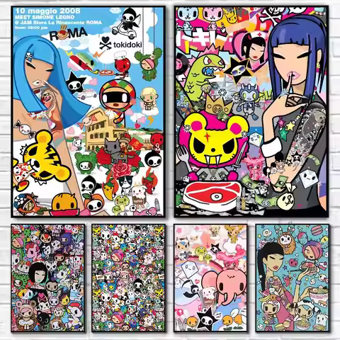 Japan Tokidoki Poster HD Home Decor Sticky Wall Waterproof Home Living Room Bar Aesthetic Decor