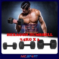MCSPORT 15KG Set (2x7.5kg) Hexagon Premium Dumbbell for Sport Gym Fitness Exercise Weight Training E