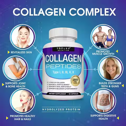 Premium Collagen Peptides Supplement 1500mg Collagen Peptides Complex for Hair, Nails, Skin, Bone & 