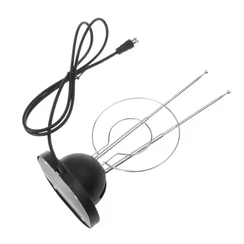 1 Pcs Universal Indoor Rabbit Ear TV Antenna for HDTV Ready VHF UHF Dual Loop Coaxial 45-860 MHZ 3.9