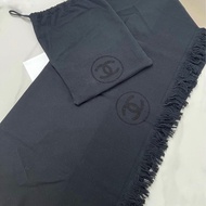Chanel黑色大毛巾連抽繩袋