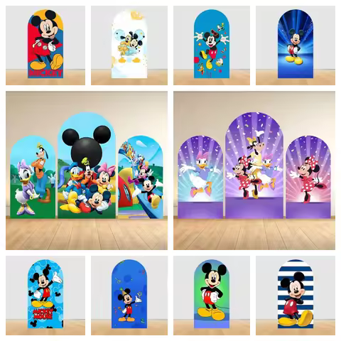 Children's Mickey Mouse Donald Duck Customizable Arched Background Cover Happy Birthday Gift Party B