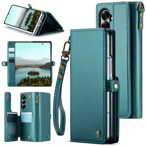 7-Card RFID Leather Case for Samsung Galaxy Z Fold 7 5G 2025 Luxury Cover Magnetic Book Etui Samsung