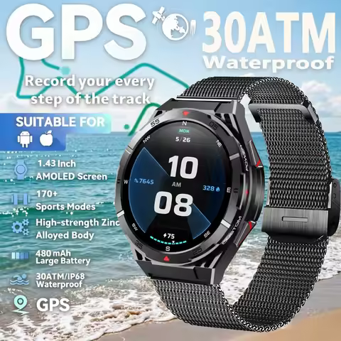 New Model Smartwatch 30ATM Water-Resistant, GPS Compass, Flashlight 170+ Sports Modes, High-Definiti