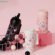 EGALLY Water Cup, 550ML Stainless Steel Flask Tumbler, Kawaii with Tea Strainer Butterfly Vacuum Ins