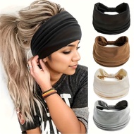 Unisex Men Women Sports Sweatband Headband Solid Color Breathable Gym Running Tennis Headwrap High E