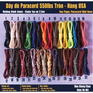 Paracord parachute cord 550lbs roll 1m-2.5m, diameter 4mm, very round, survival American product USA