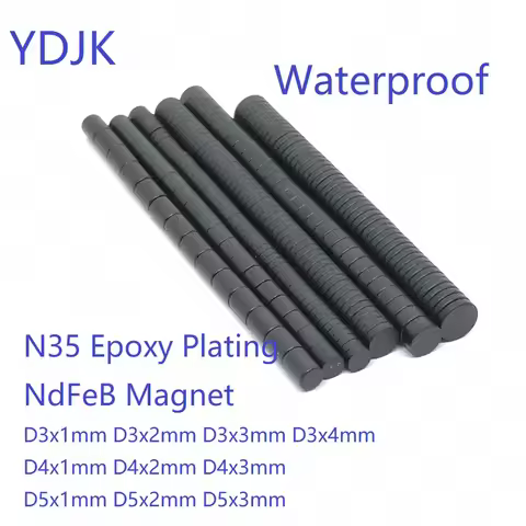 10/50PCS/LOT N35 Disc Black Waterproof NdFeB Magnet D3*1 3*3 4*1 5*1 Epoxy Plating Neodymium Magnets