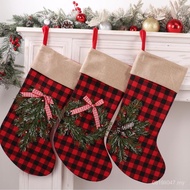 Socks Plaid Children Decoration Candy Decorations Handmade Socks Gift Bag Gift Bag Christmas Stock P
