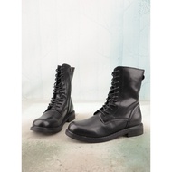 safety shoes black boots 35-36 Size Black Round Toe Low Heel Side Zipper Women's Shoes Daily All-mat