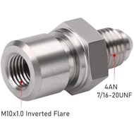 Brake Line Adapter Fitting M10x1.0 Metric Inverted Flare Female 4AN Male Stainless Steel