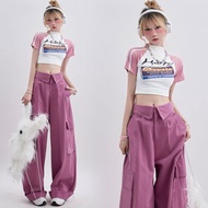 Summer American Retro Flip Cargo Pants Cuffed Wide Leg Pants Long Pants