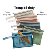 A4 mesh file bag, super durable transparent A4 document bag with 2 zipper compartments and handle A4