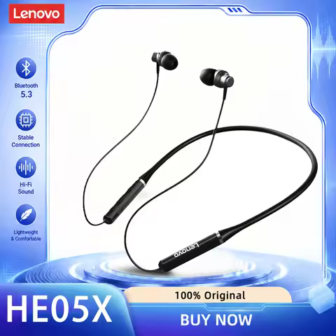 Lenovo Bluetooth Earphones HE05X Wireless Earbuds Magnetic Neckband Earphone Waterproof Sport Headse