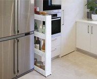 JPE - 【3/4層】廚房可推拉多層置物架 夾縫收納層架 帶滑輪 縫隙置物架 浴室置物架 夾縫架 窄身層架