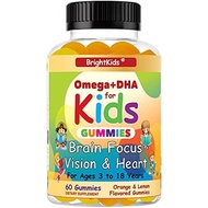 BrightKids Omega + DHA Gummies for Kids & Teen, Kids Focus and Attention Supplements, Focus Gummies 