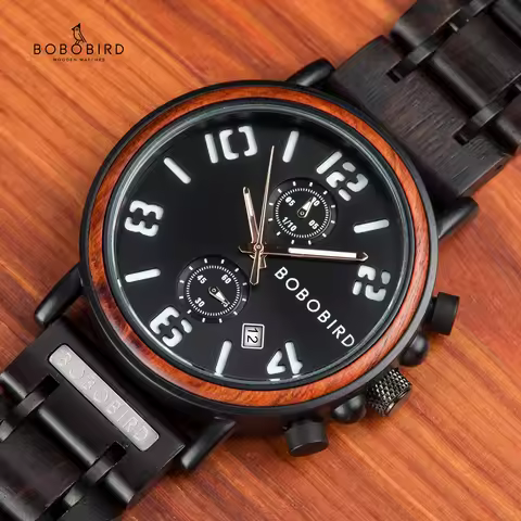 BOBO BIRD Man Quartz Wristwatch Original Wooden Wristwatch Multifunction Sport Clock Luminous resrel