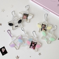 Acrylic Star 3cm ID Card Holder Five-pointed Star Wings Star Chasing Card Holder Keychain Pendant Ba