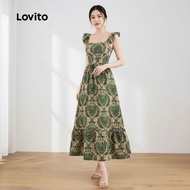 Lovito Gaun Corak Boho Rumbai untuk Wanita L129ED445