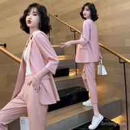 【imove】M-3XL women summer blazer 2PCs ladies blazer suit set professional ol business suit blazer co