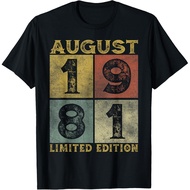 Men's cotton T-shirt Vintage August 1981 Retro Born In 1981 Birthday Party T-Shirt