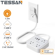 TESSAN ปลั๊กไฟ ปลั๊กพ่วงและสายต่อพ่วง 1.5 เมตร USB Type C Power Strip Extension Cord