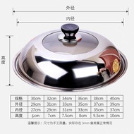 QM👍Stainless Steel Pot Lid Household Wok Wok All-Steel Lid32cm36Universal Stand-up Transparent Lid Glass Cover XILR