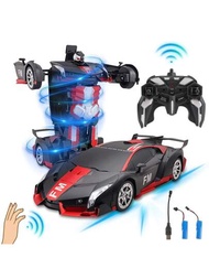 Coche de Juguete de Control Remoto para Niños, 4WD Carro Acrobático RC Recargable con LED, 2.4GHz Coche Todoterreno Alta Velocidad 360° Rotación, Niño Niña Regalos de Cumpleaños