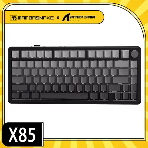 MAMBASNAKE x ATTACK SHARK X85 Gasket Mechanical Keyboard with Knob,75% Tri-Mode(BT5.0/2.4G/USB-C) Wi