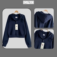 Áo khoác thun cao cấp croptop Tina CG07 hoodie zip dáng ngắn form rộng mũ to khoác thu đông GINNY ho