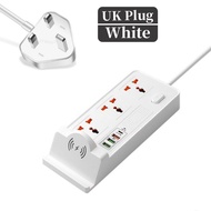 【COD STOCK】Multi-function Socket Power Strip Wireless Charger USB plug with 4.2A Fast Charging 3 AC 